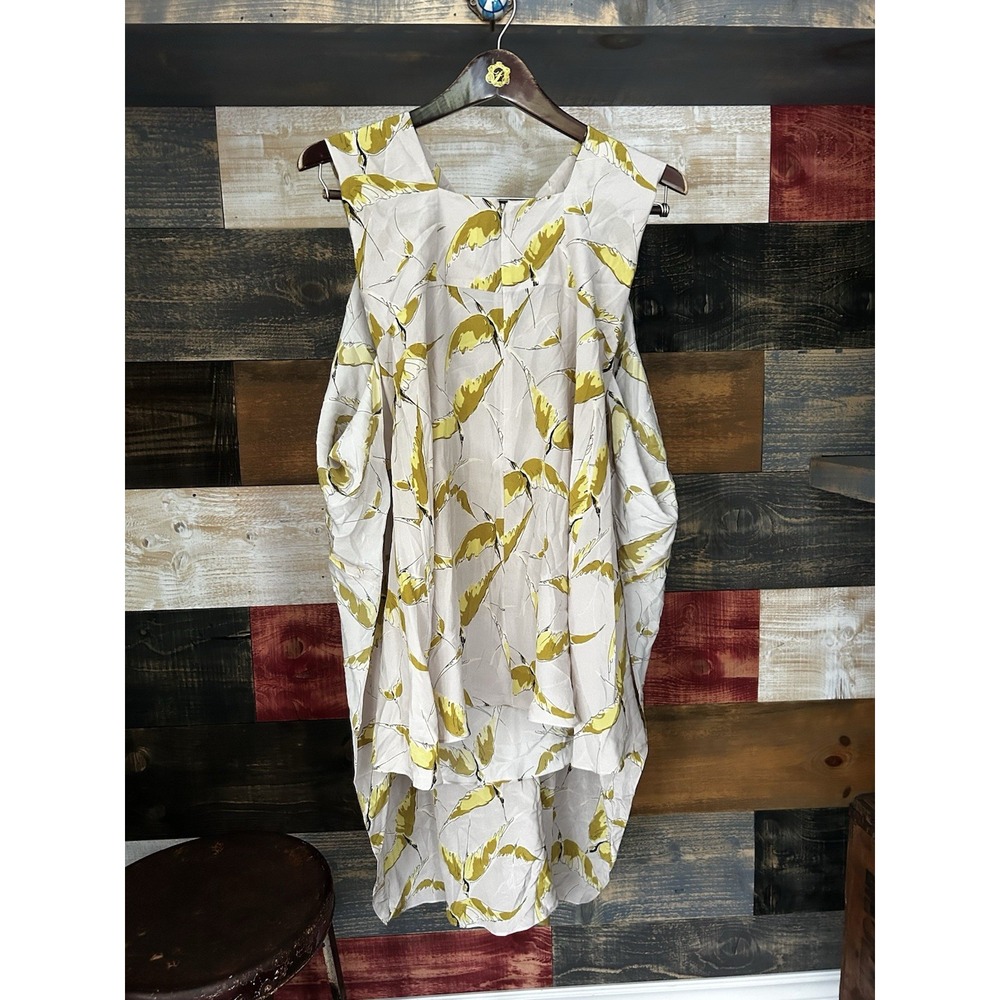 Valentino Dress Silk SS2022 Bird Floral Drape Dress MIDI Tank Beige Size 38 - Picture 4 of 11